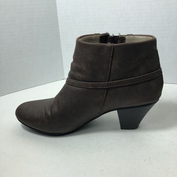 Life Stride Boots Womens Size 9 Active Arch Comfort Ankle Side Zip Brown F3 - Picture 4 of 13